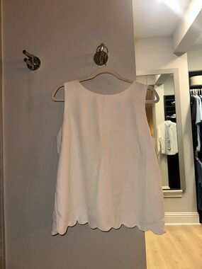 J. Crew White Scallop-Hem Sleeveless Tank